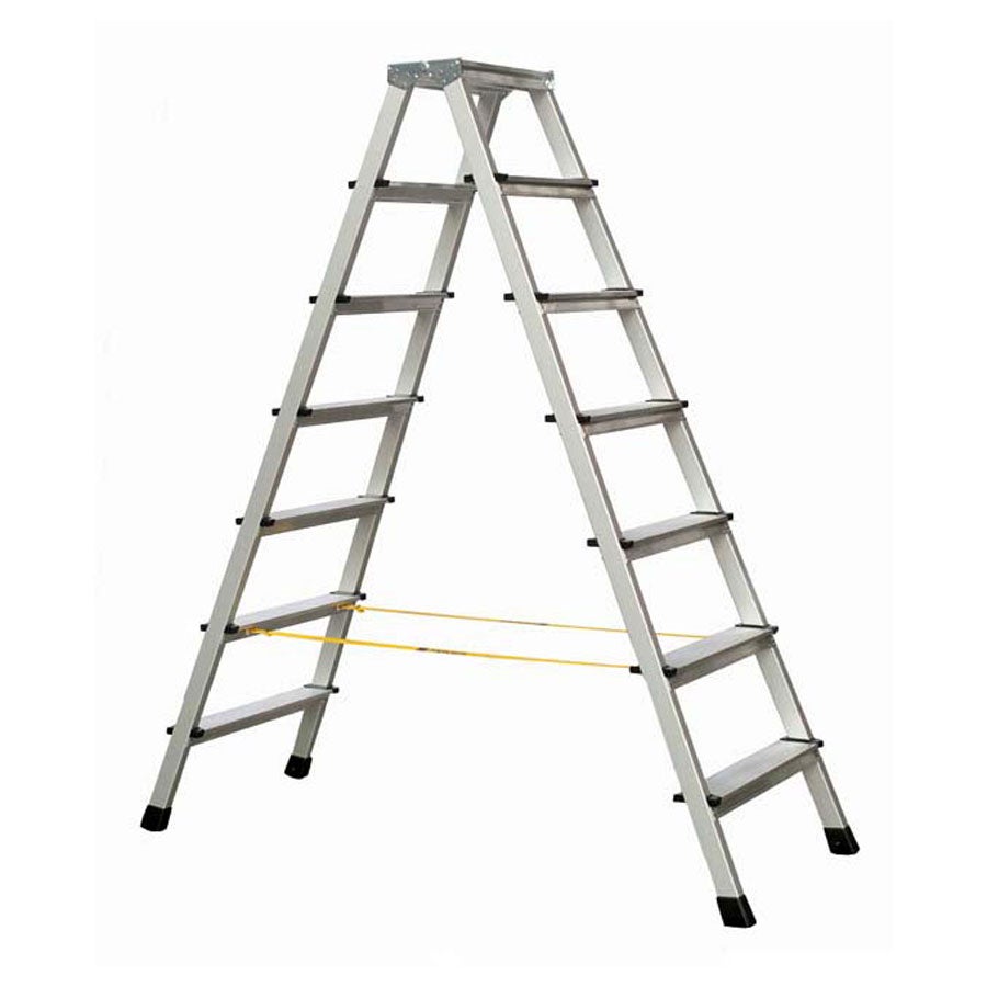 Zarges geklonken trapladder, geanodiseerd, XL-trede B, 2x7 treden