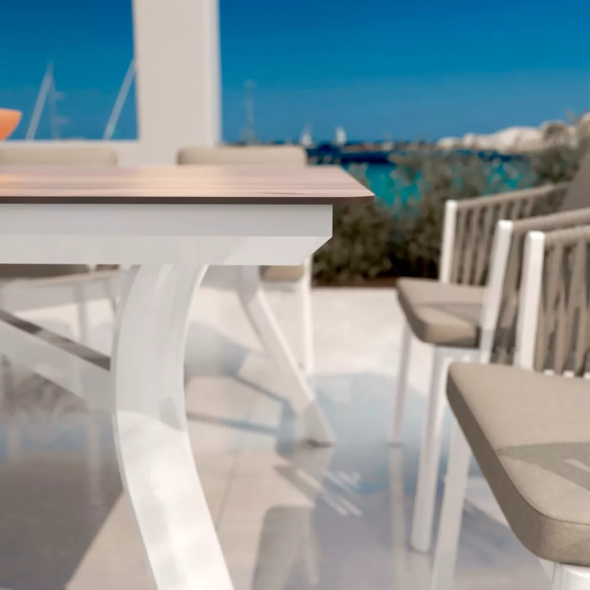 Table de jardin carré en aluminium 8 places (136 x 136 cm) Amalfi Blanc