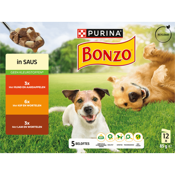 BONZO Pouch in Saus Lam en wortels 12x85g