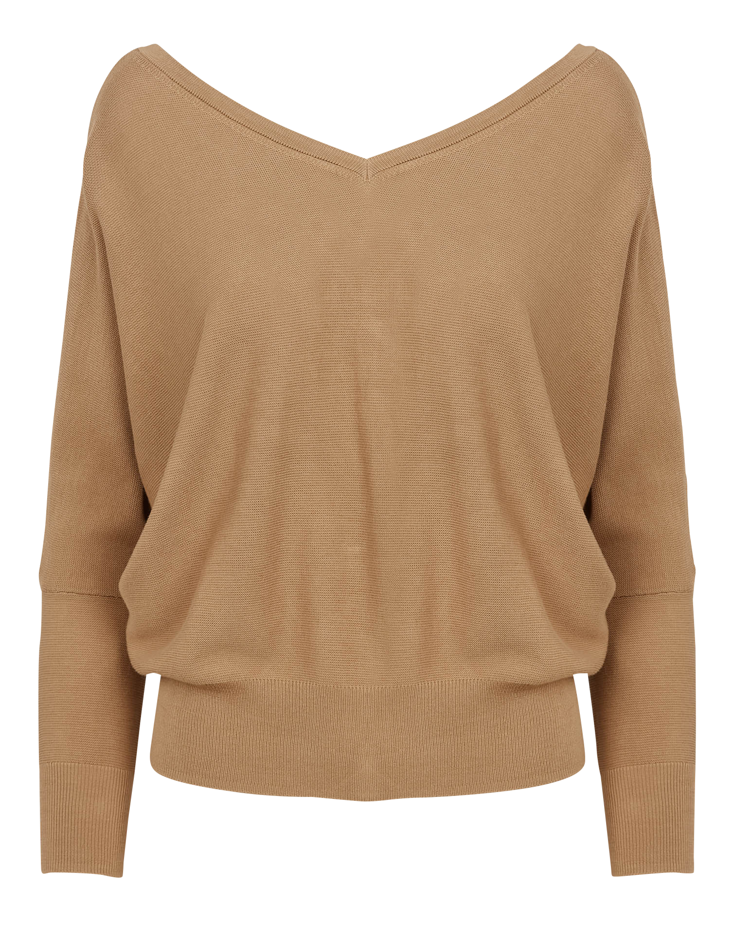 ELSY - Gilet ample col V en coton mélangé | Marron