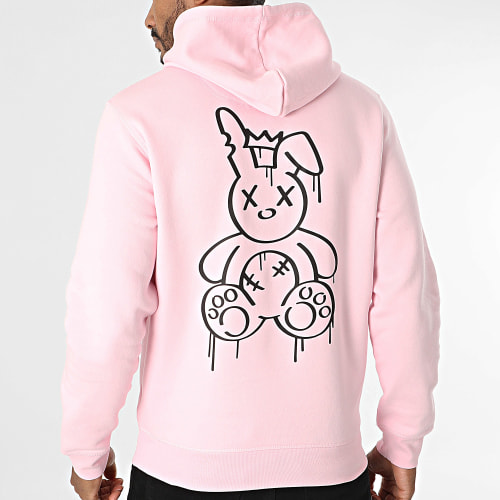 Sweat Capuche Lapin King Rose Noir
