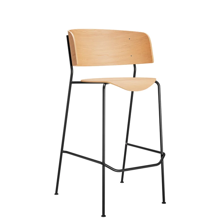 OUT Objekte unserer Tage - Wagner Barhocker H 75 cm, Eiche matt lackiert / schwarz