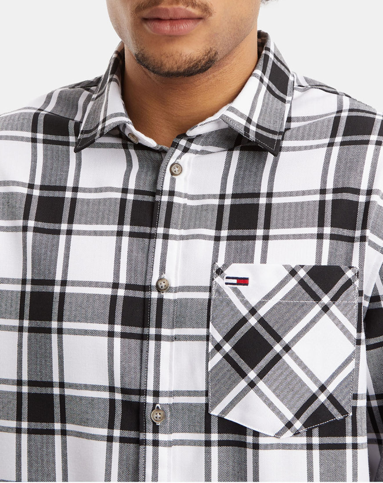 Tommy Jeans Chemise droite en Flanelle à carreaux blanc/noir