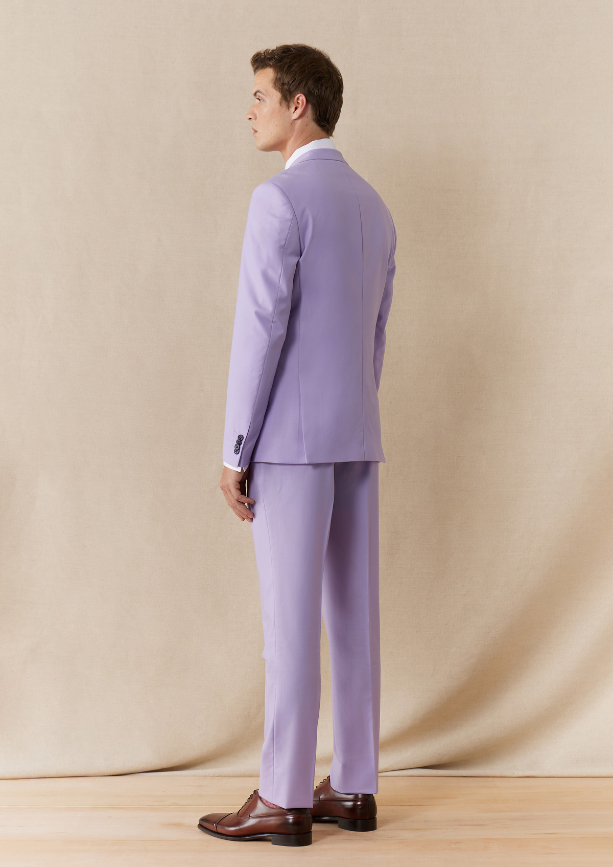 Costume 2 pièces Slim en laine unie lilas