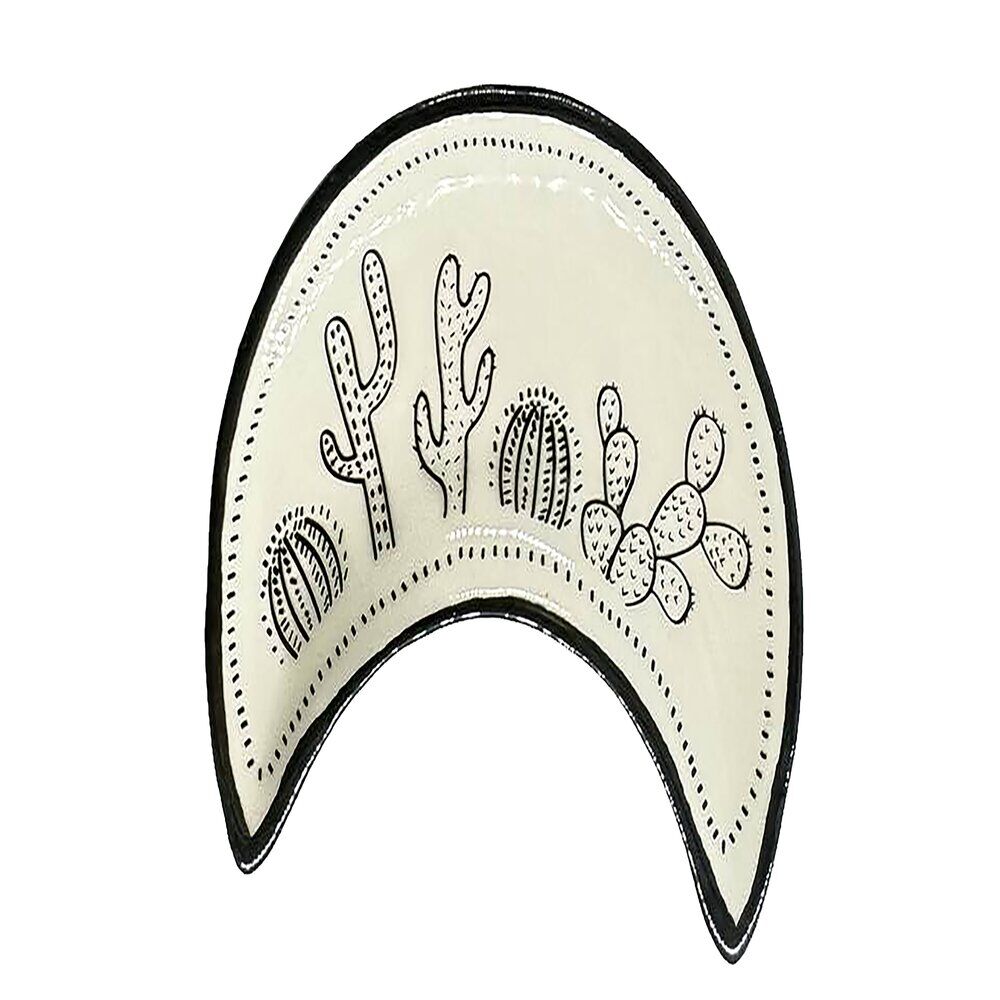 Support à bijoux forme croissant de lune céramique noir 8,5x10,5cm