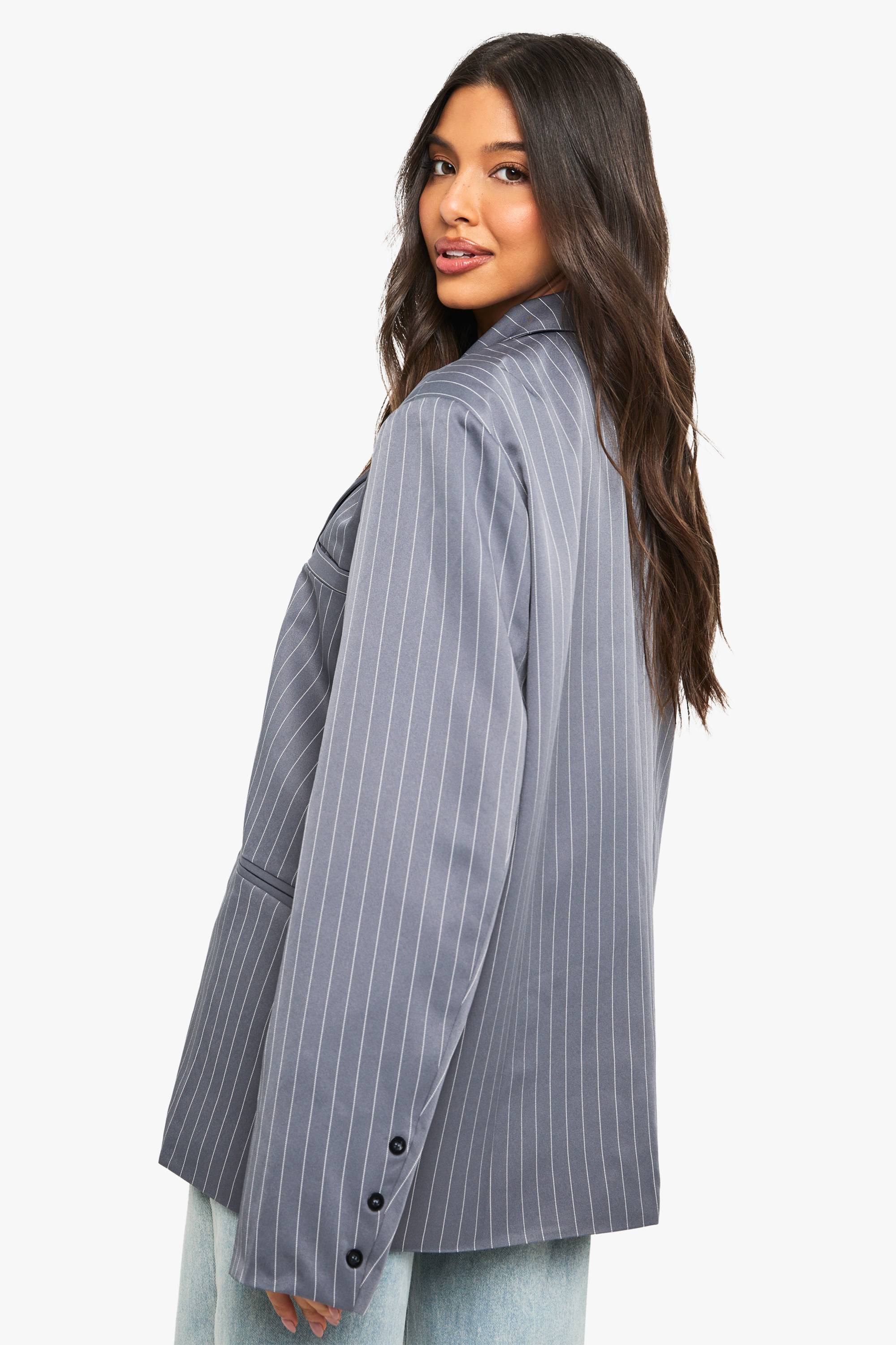boohoo Tailored Pinstripe Oversized Blazer