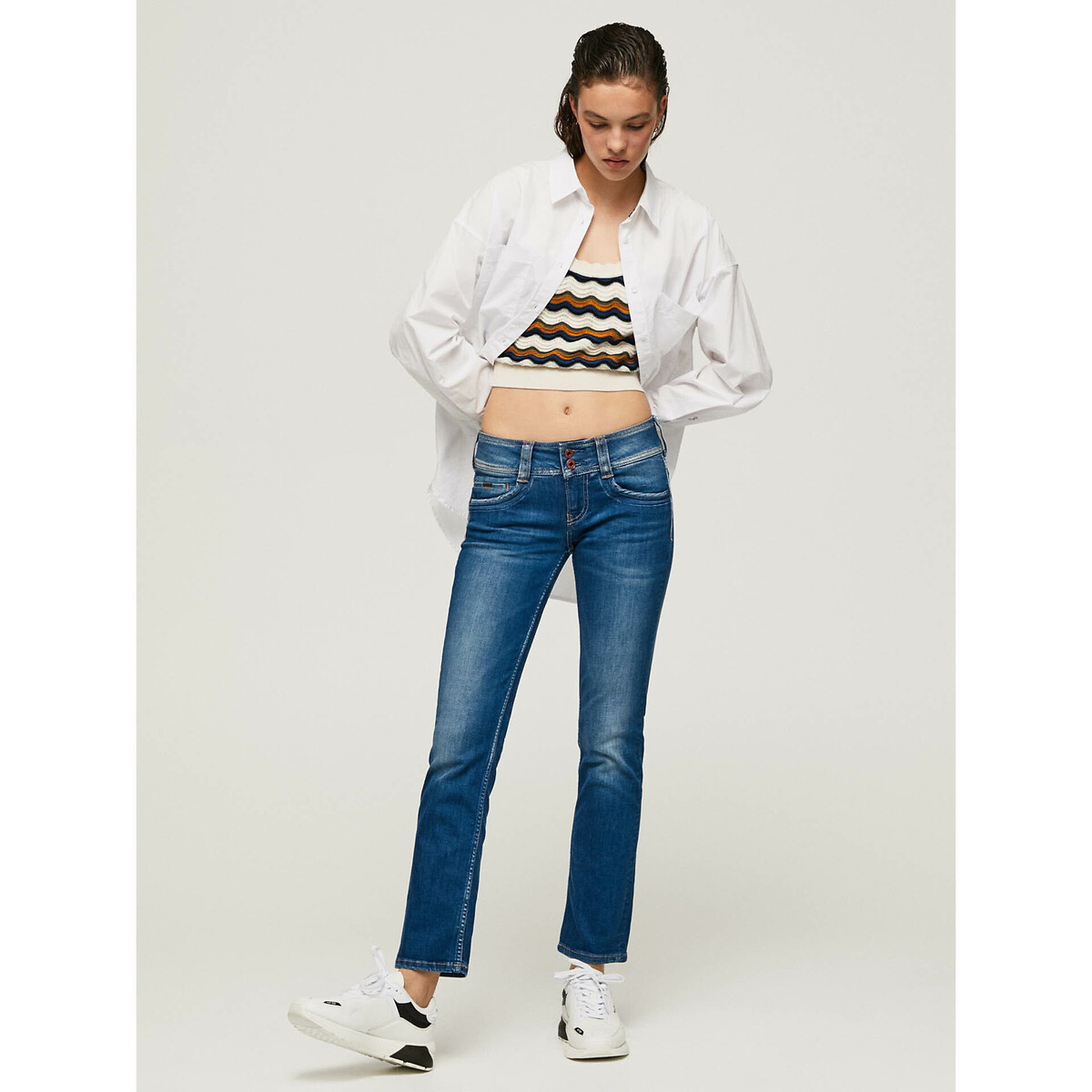 PEPE JEANS<br>Calça jeans slim de tamanho padrão com botões duplos Genna