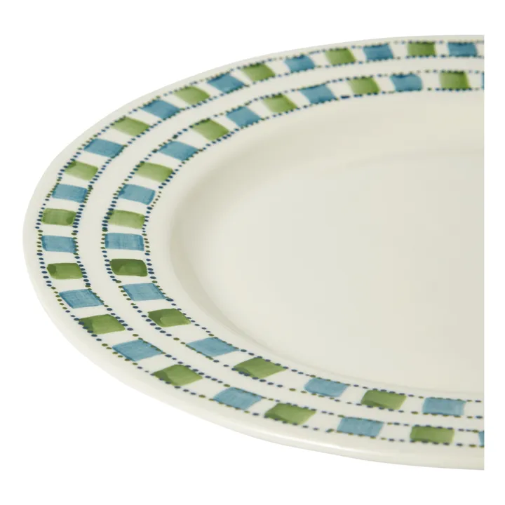 Tressé Assiette à dîner à damiers | Bleu Vert