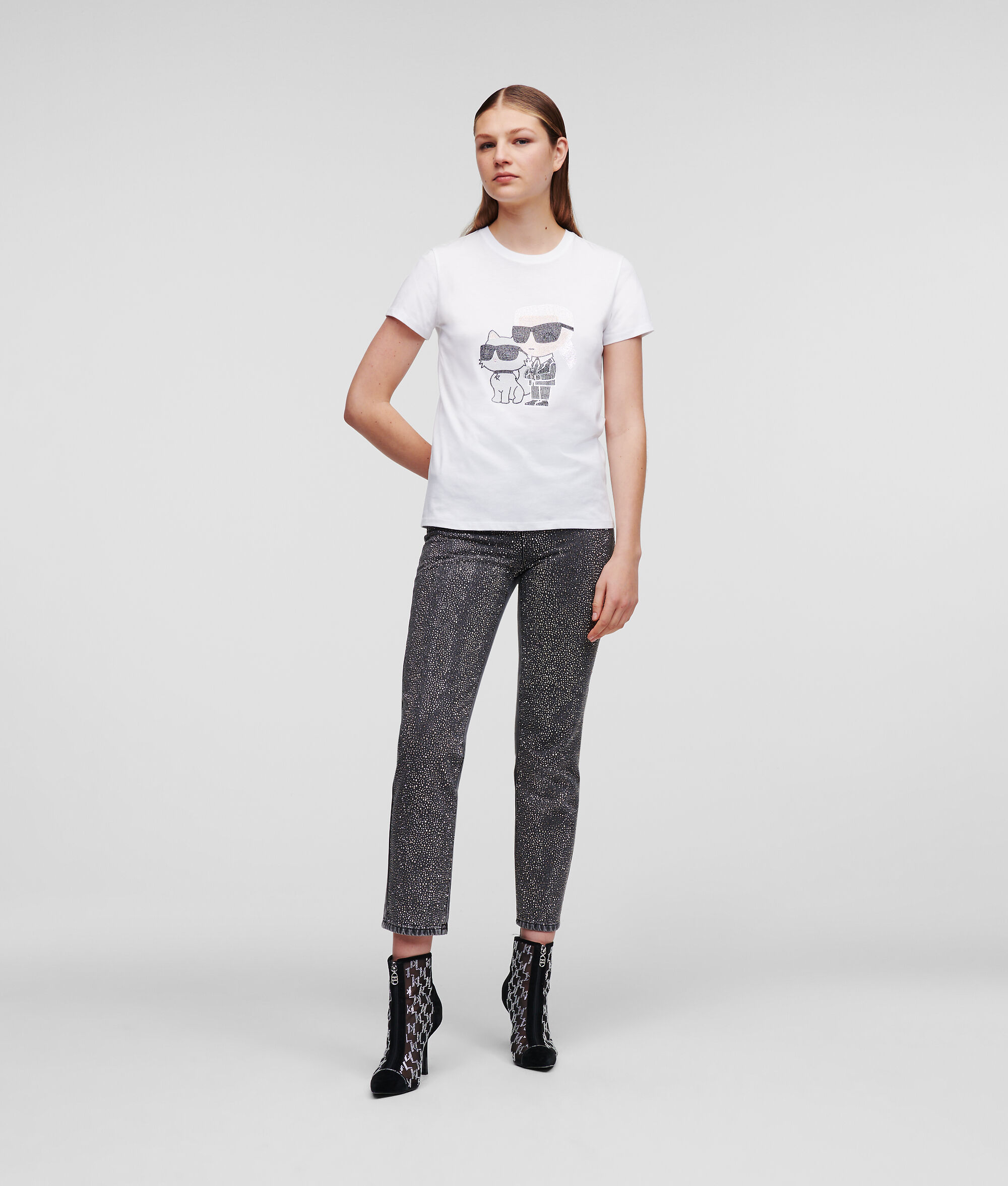 T-SHIRT KARL IKONIK KARL ET CHOUPETTE À STRASS