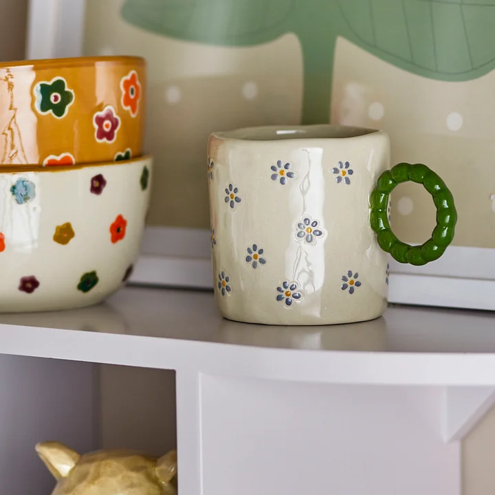 Bloomingville Mini - Dorthea Tasse, weiss / grün