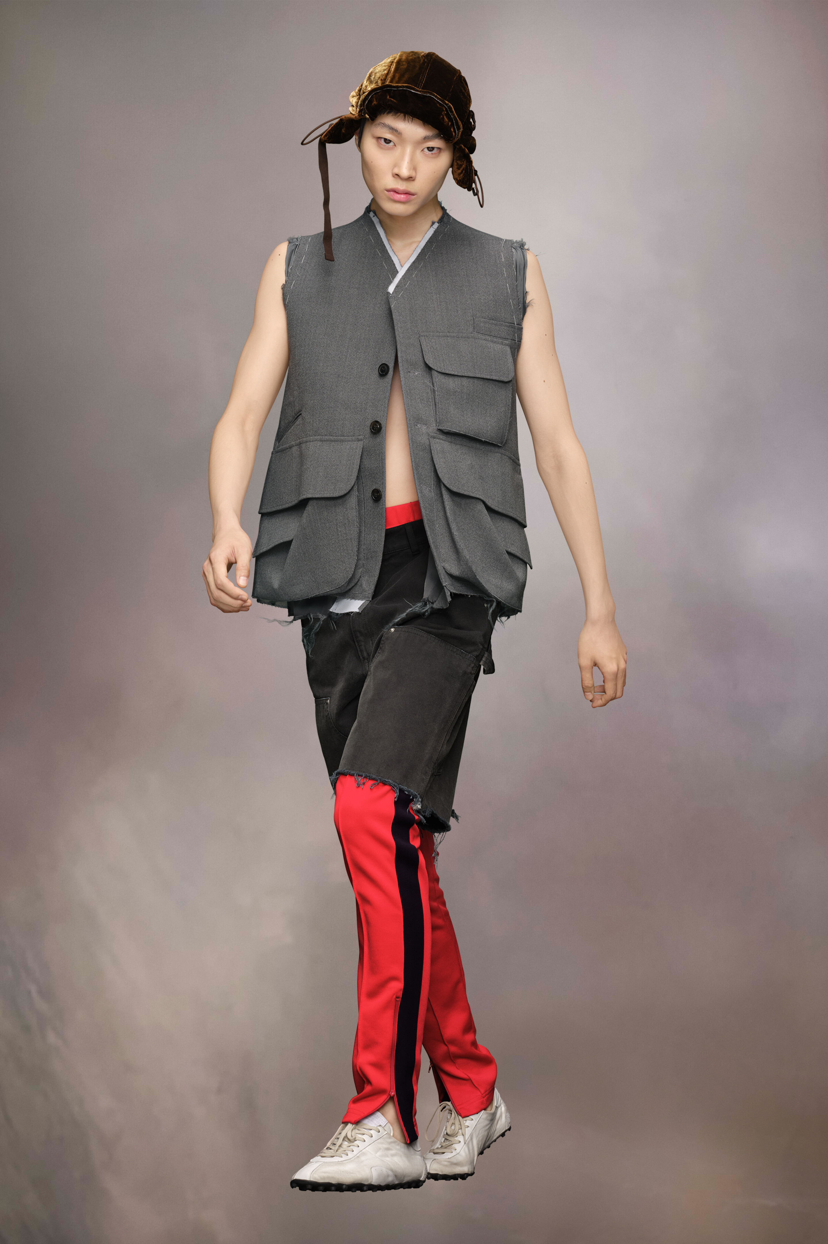 Veste en laine sans manches Mélange gris