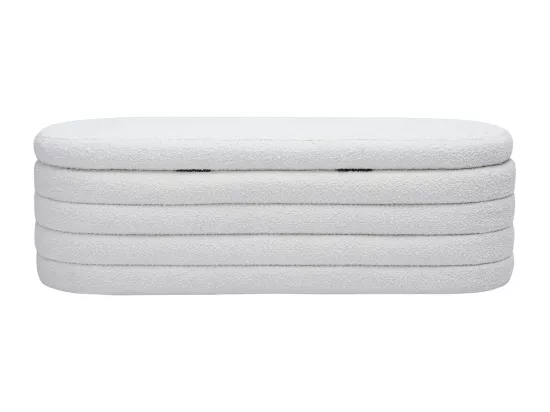 Banc coffre en tissu effet laine bouclée blanc L125 cm NAVY