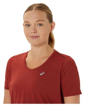 Maillot manches courtes Asics Road V-Neck Rouge Femme
