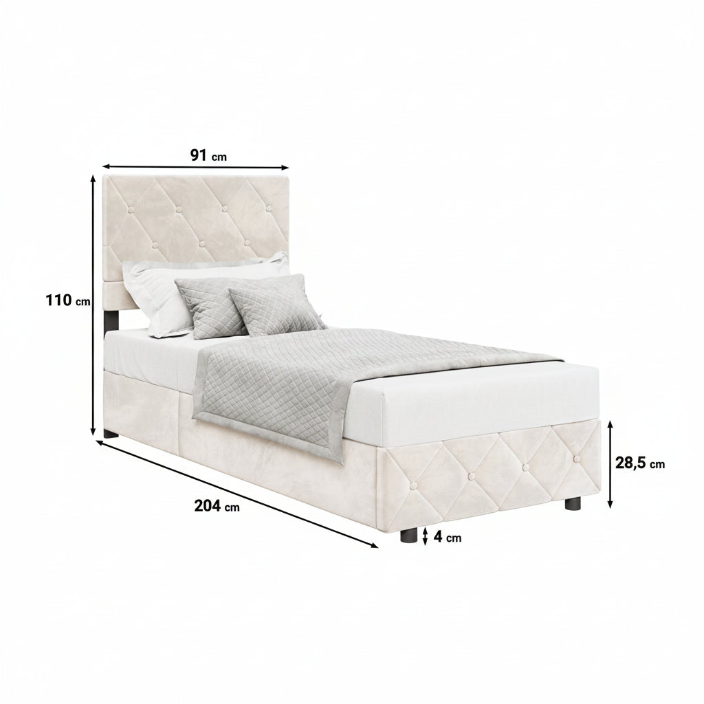 Hernandez - Eenpersoonsbed met opbergruimte - Beige - 90x200 cm
