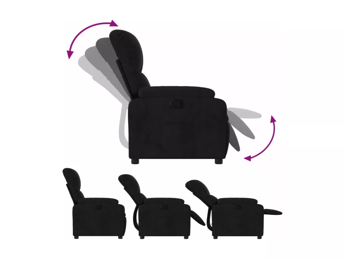 Fauteuil inclinable noir tissu microfibre