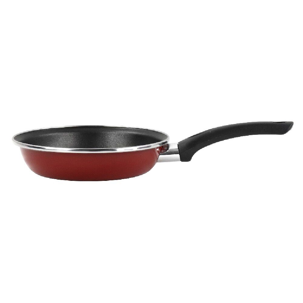 Poêle ronde inscription Healthy Cooking rouge et noir