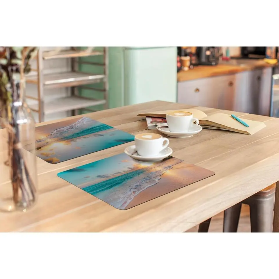 MuchoWow Placemat (6stuks) 45x30cm Zonsondergang Strand Zee