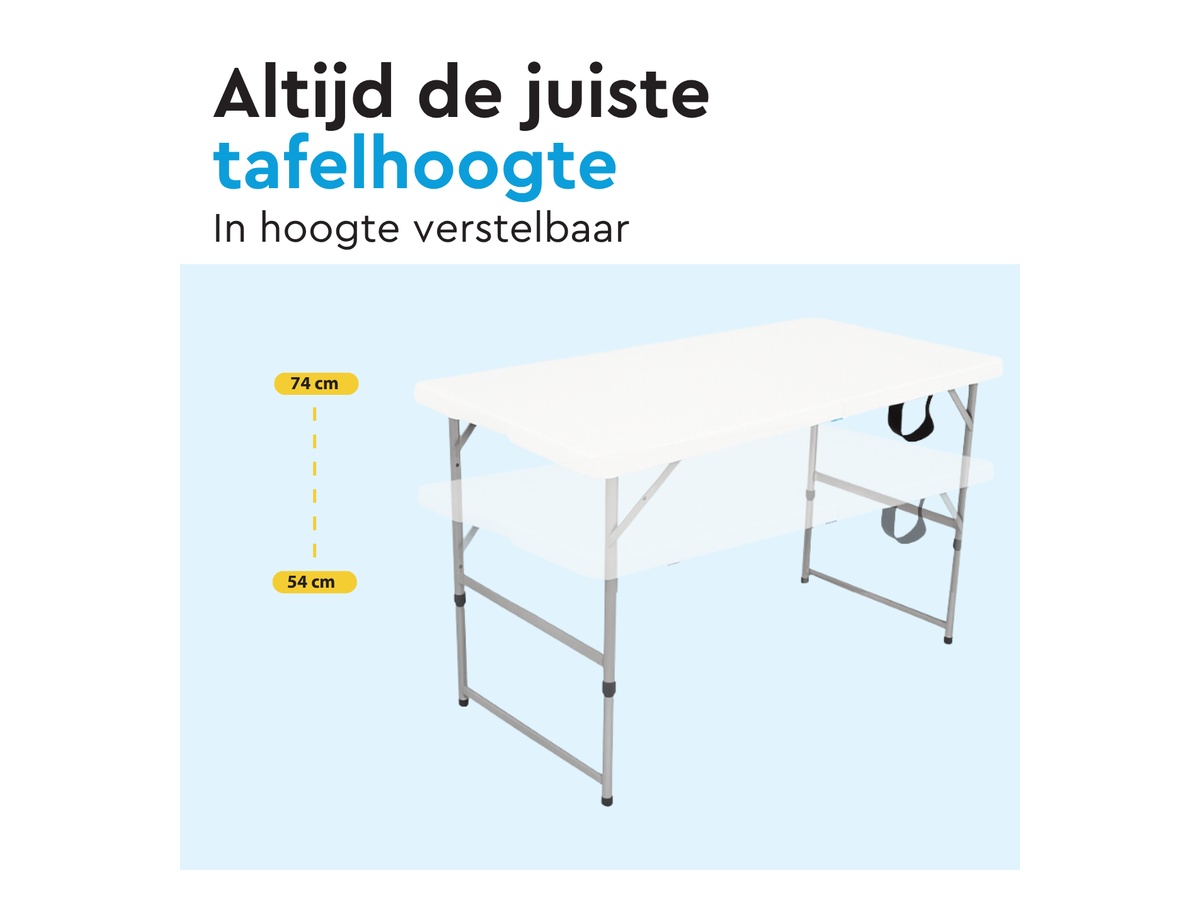 BRASQ 120 x 60 x 74 cm camping vouwtafel - White