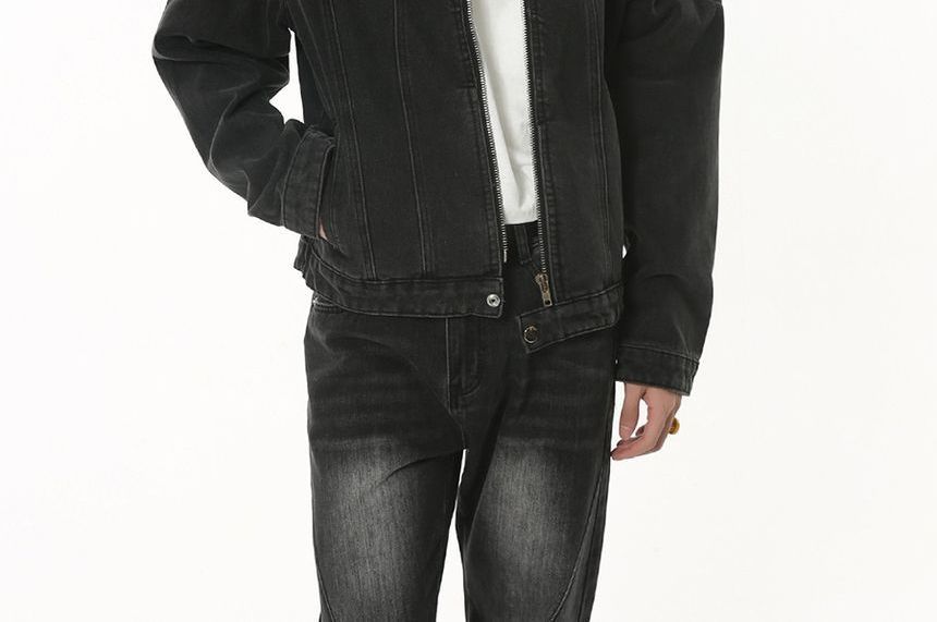 FAERIS - Denim jack met rits en studs
