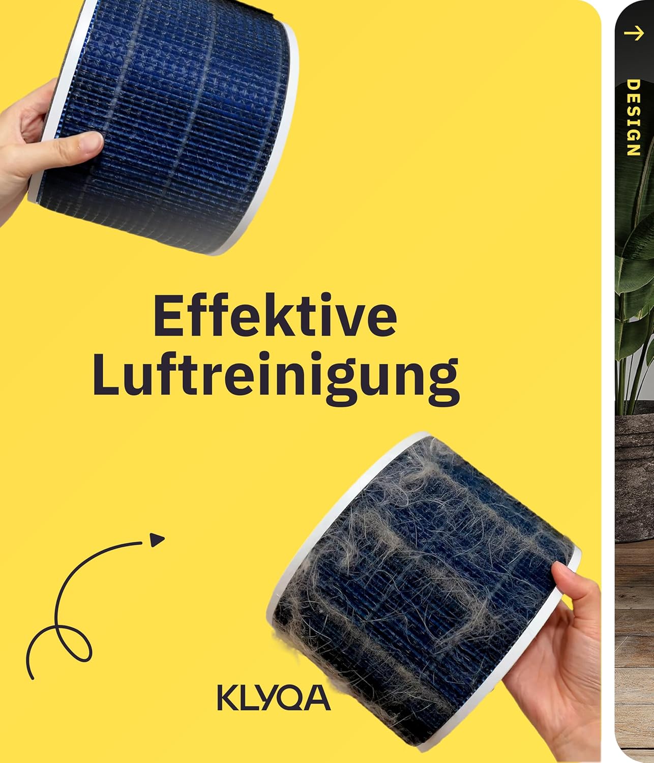 Luftreiniger Allergiker 360° HEPA-Filter Leaf entfernt 99,99% der Tierhaare, Staub & Pollen I 300 CADR I 21,5Db Geräuscharmer Luftfilter I Smart Air purifier gegen Tierhaar I Server in DE