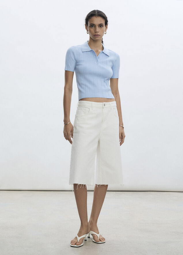 MANGO Polo-neck t-shirt Lt-pastel blue