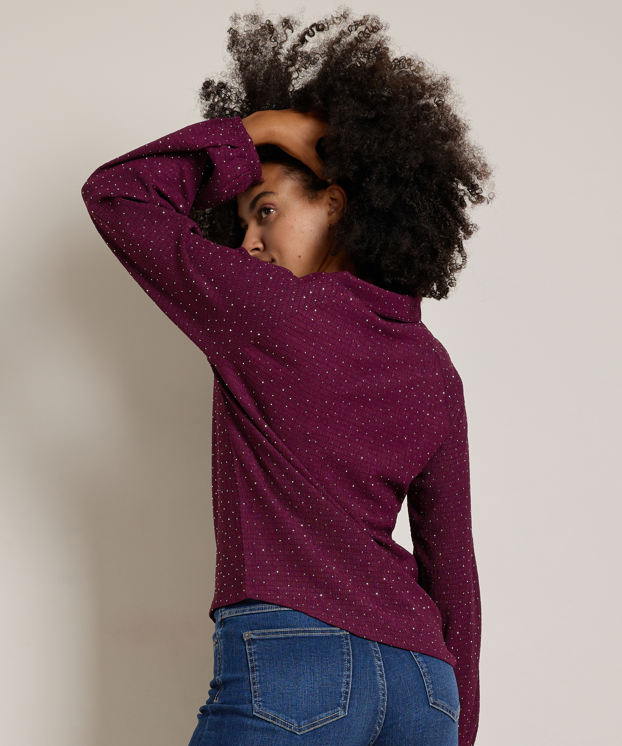 glitter top met kraag