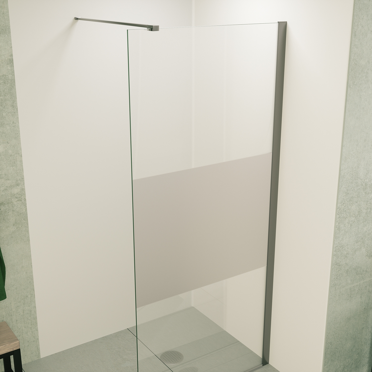 Mueller Slimline inloopdouche 80cm schaamband anti-kalk inclusief RVS profiel & stang