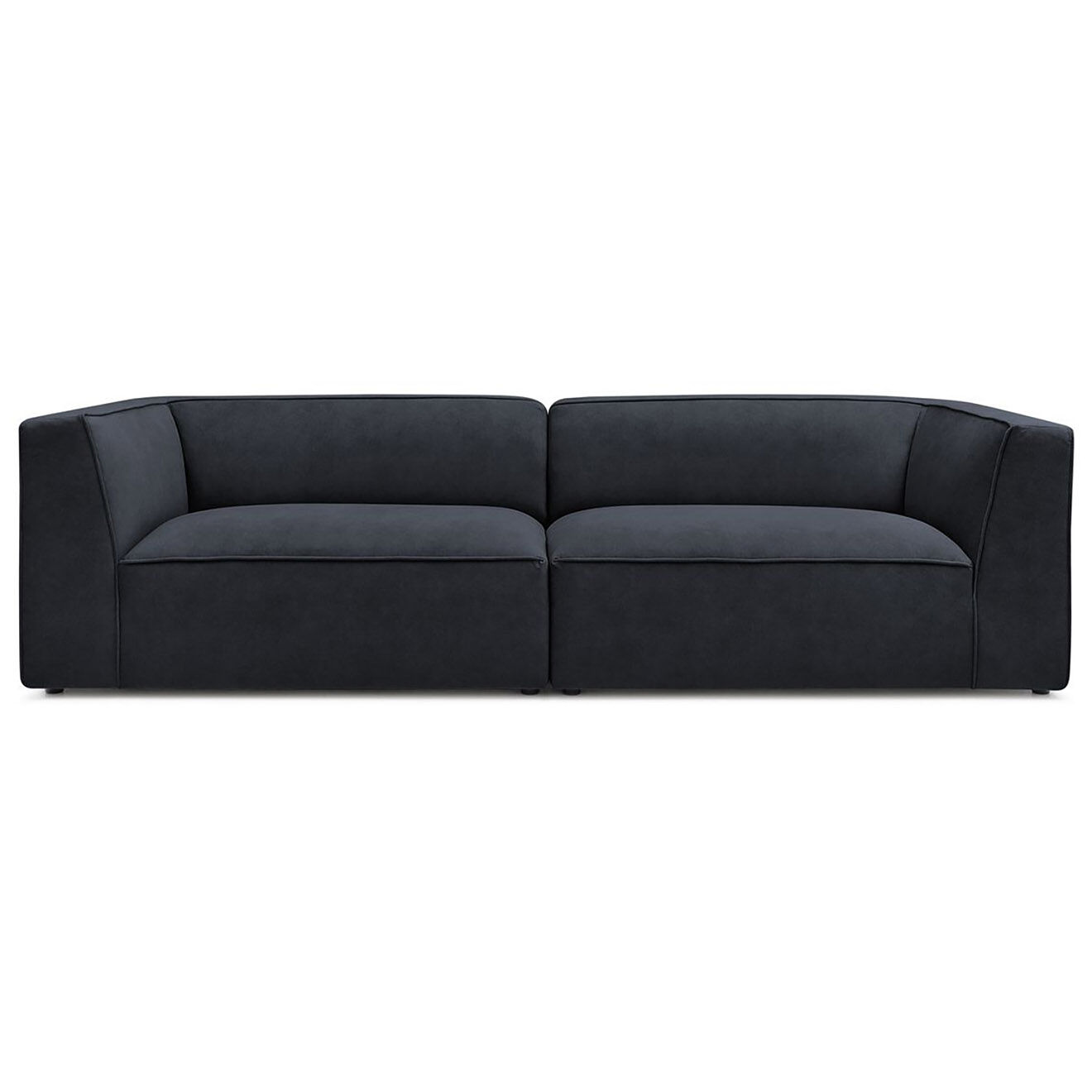 Bobochic Canapé droit fixe 4 places en Velours Molière bleu foncé - 273x99x71 cm