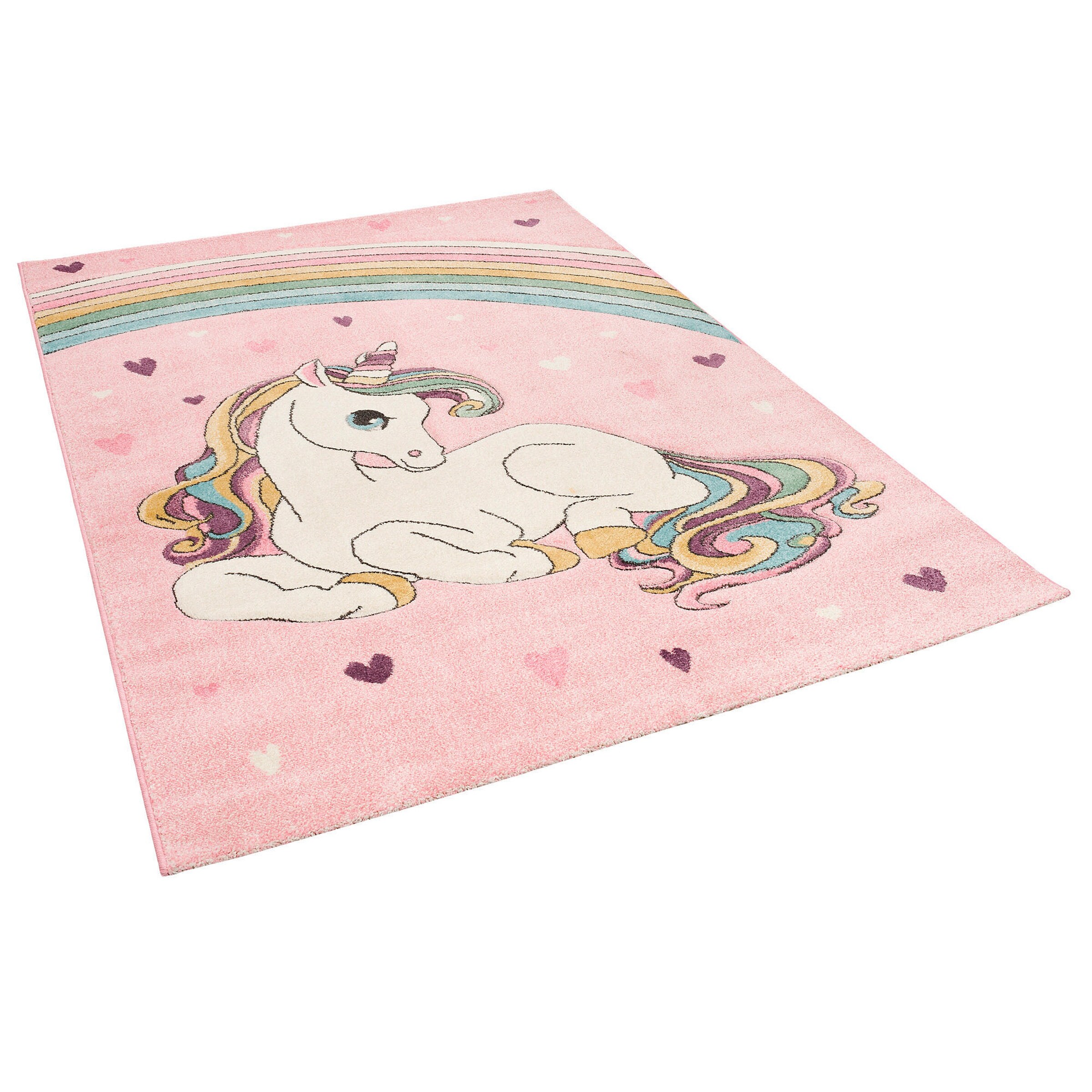 Pergamon Kinder Teppich Maui Kids Einhorn Pastell Rosa - 140x200 cm