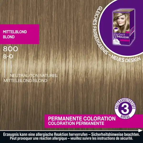 Perfect Mousse Schaumcoloration 800 Mittelblond
