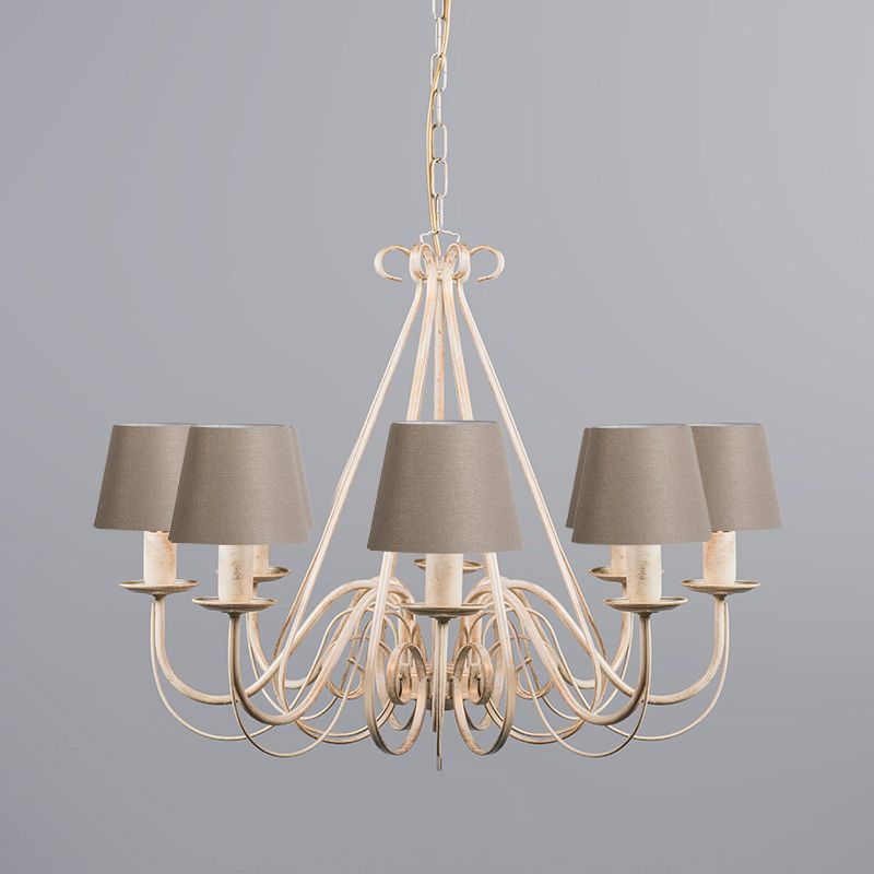 Kroonluchter crème 60 cm met taupe klemkappen - Giuseppe
