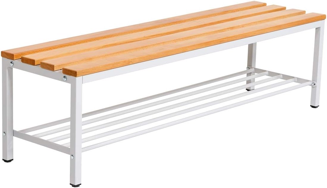 furni24 Bank Umkleidebank, Sitzbank für Umkleideräume mit Schuhrost BxHxT: 100x42x40 cm, Umkleidesitzbank, Umkleidebank, Garderobenbank, Sportbank, Bank mit Echtholz für Fitnessstudio