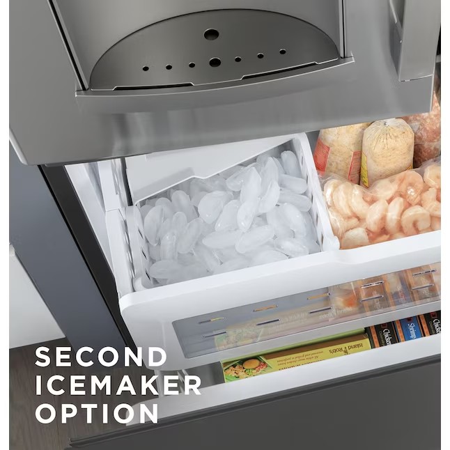 Refrigerador GE French Door de 27,7 pés cúbicos com máquina de gelo (aço inoxidável resistente a impressões digitais) ENERGY STAR