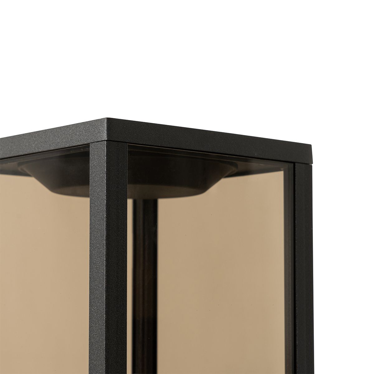Buitenlamp zwart met smoke glas met grondpin en kabelmof 80cm IP44 - Charlois