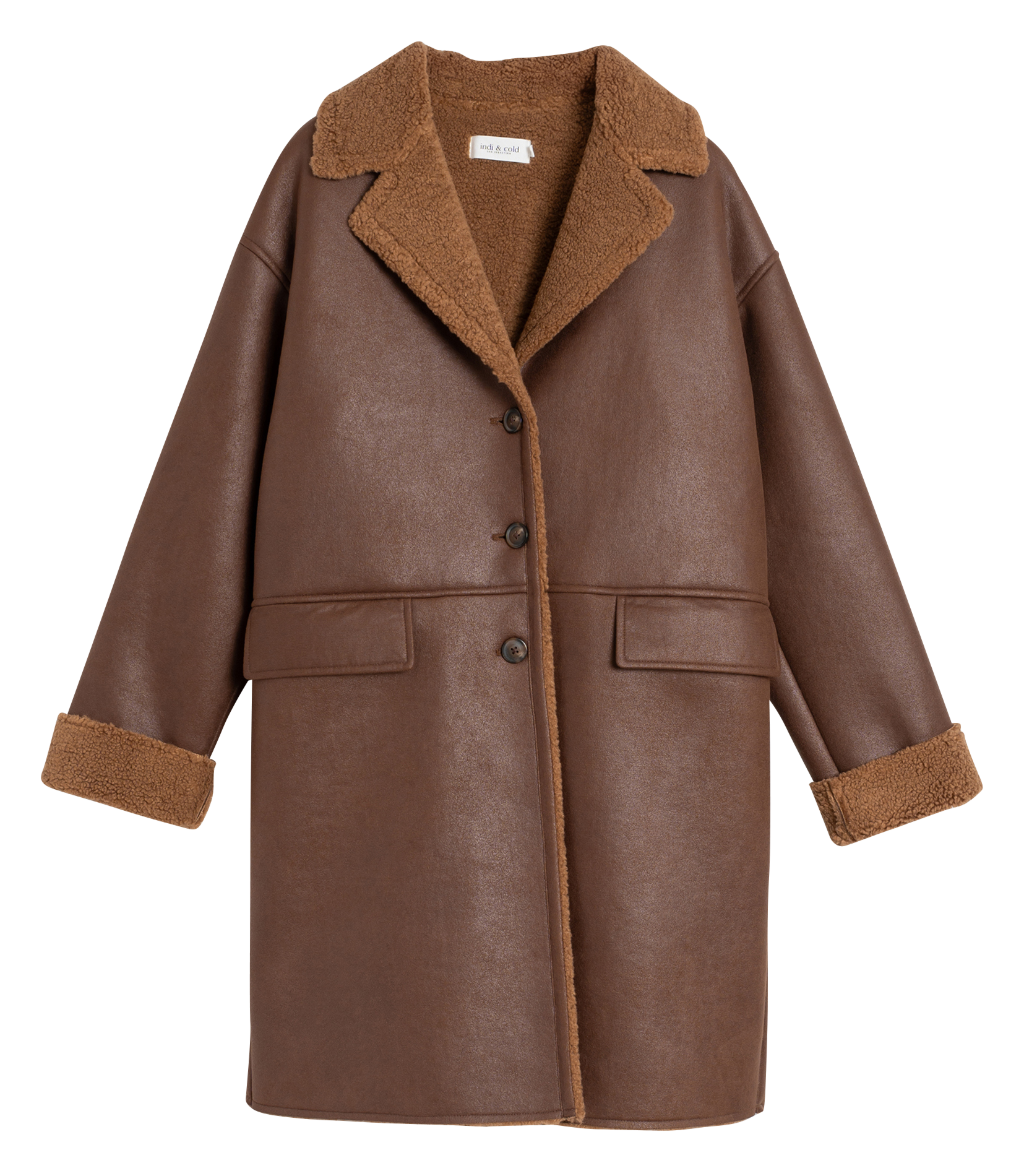 Manteau col tailleur| Marron