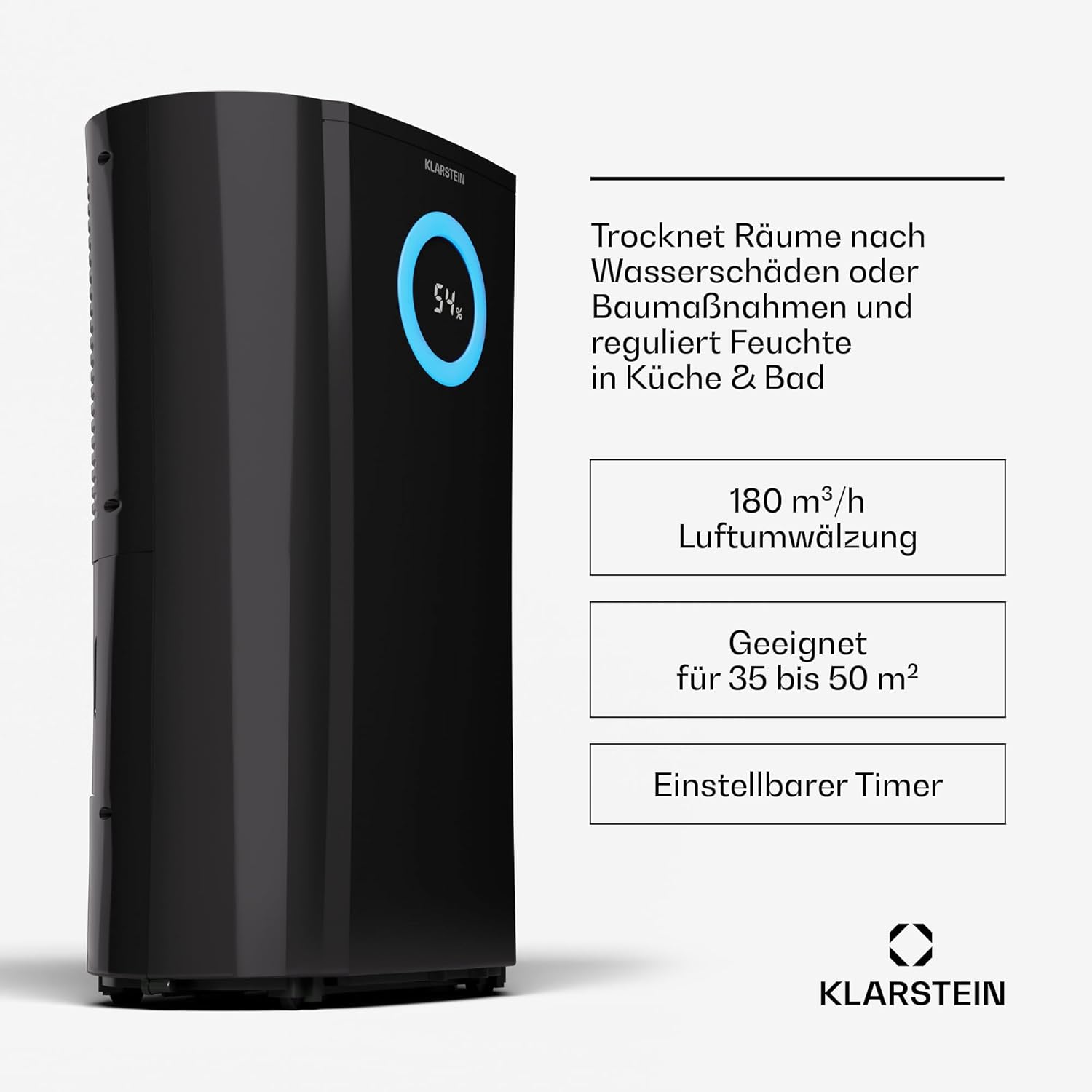 Klarstein DryFy Pro Connect 20L Luftentfeuchter, WiFi App Steuerung, 20L/Tag, 4L Tank, Timer, Elektrisch, Raumgröße 20-30m², Smarter Luftentfeuchter, Tragbar, Automatische Abschaltung, Schwarz