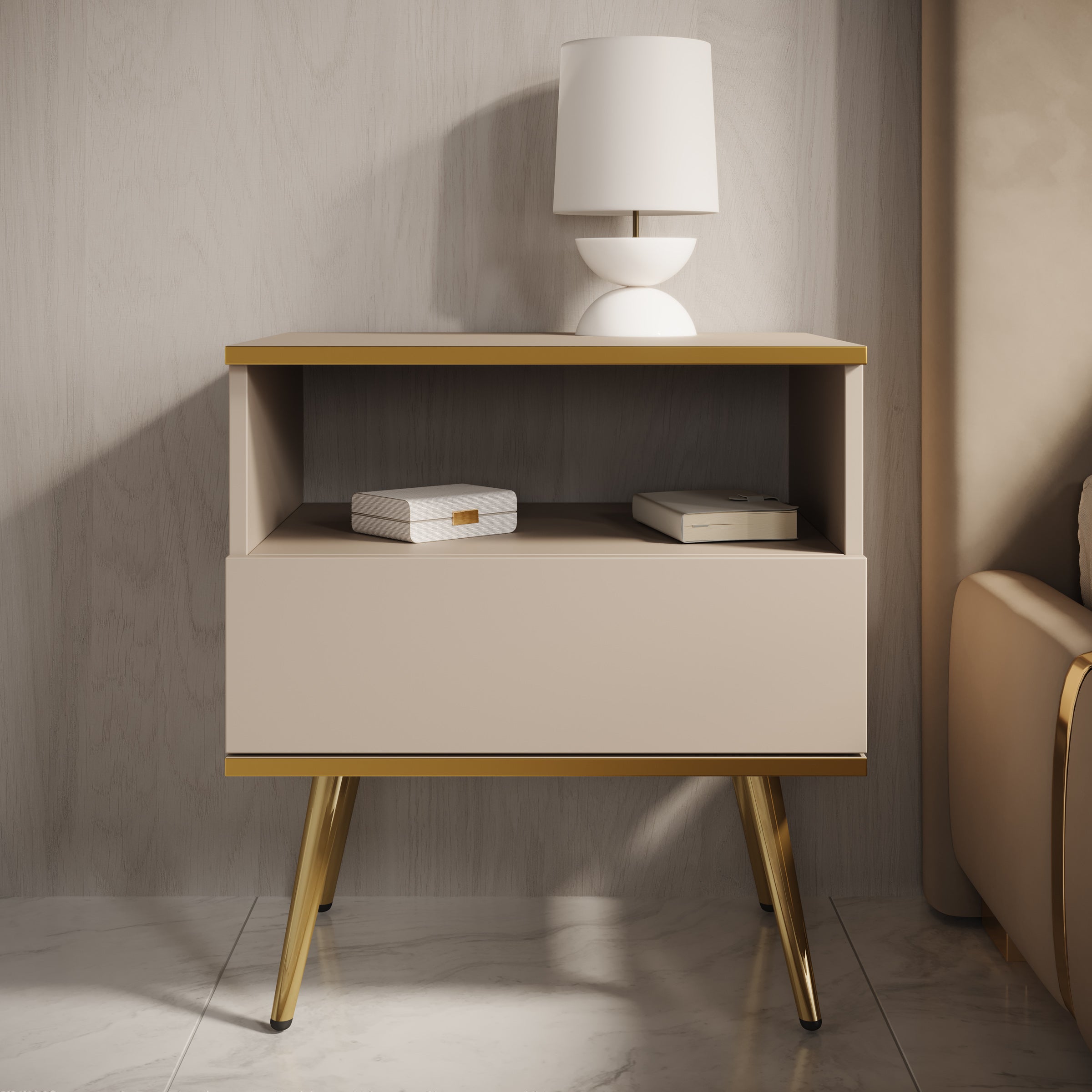 Orleans - Nachtkastje - Beige - 54x39x59 cm