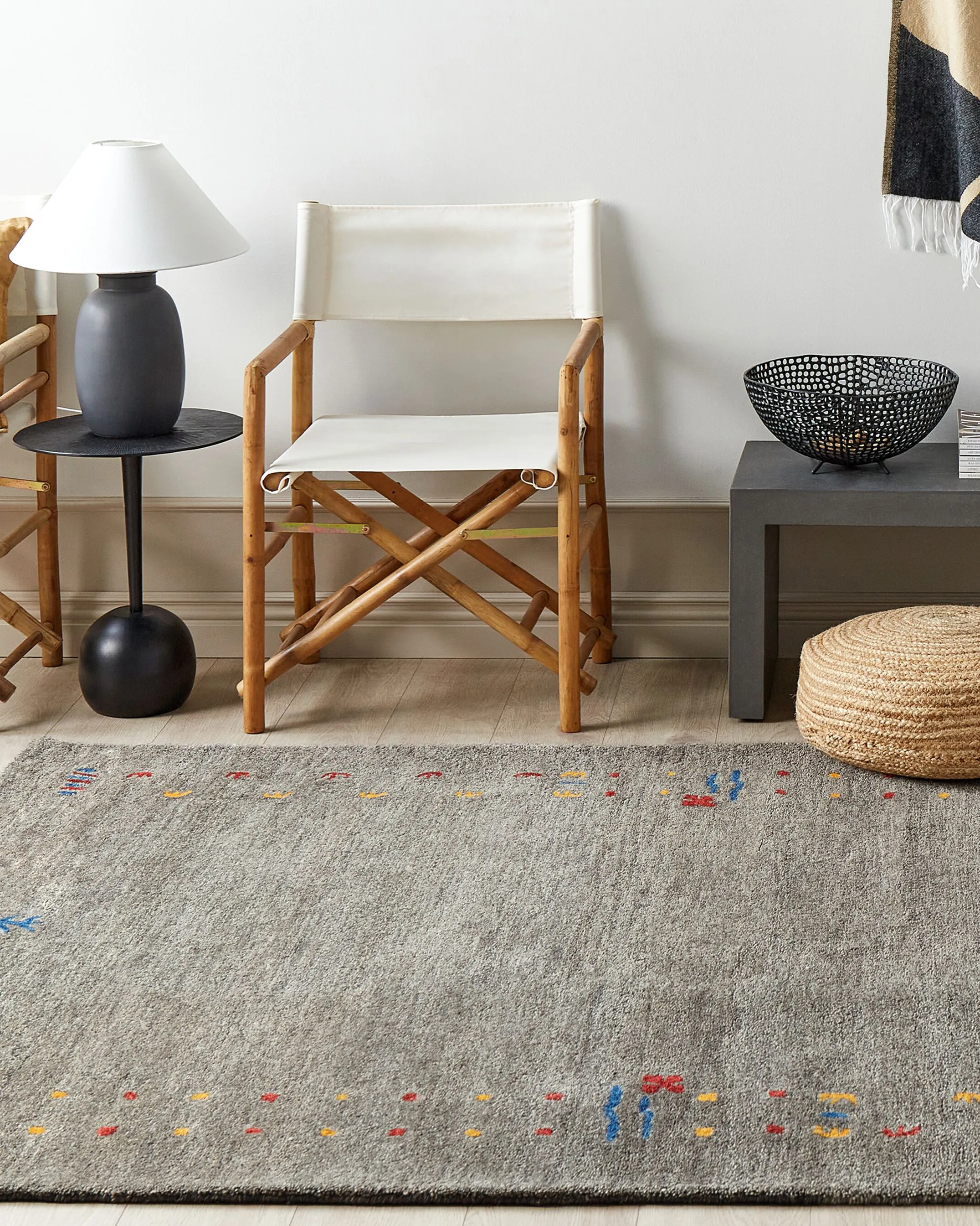 Vloerkleed SEYMEN Grijs 160 x 230 cm Wol Gabbeh