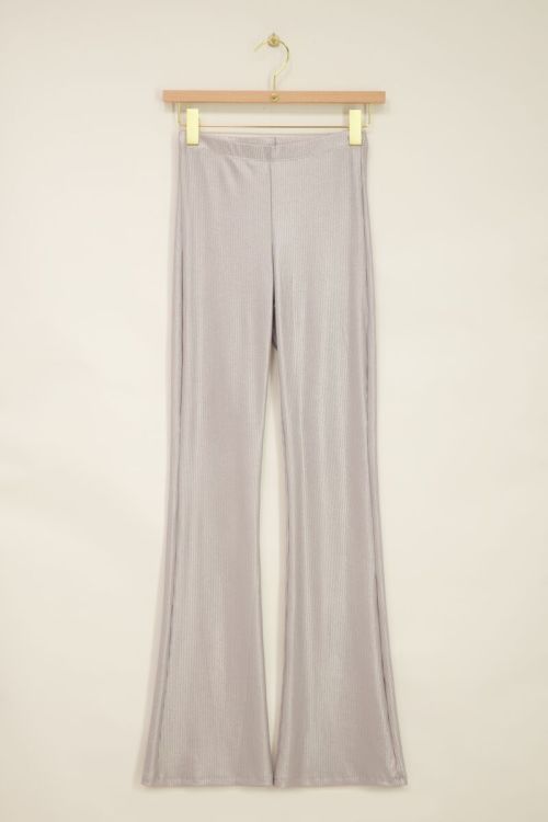 Zilverkleurige flared broek