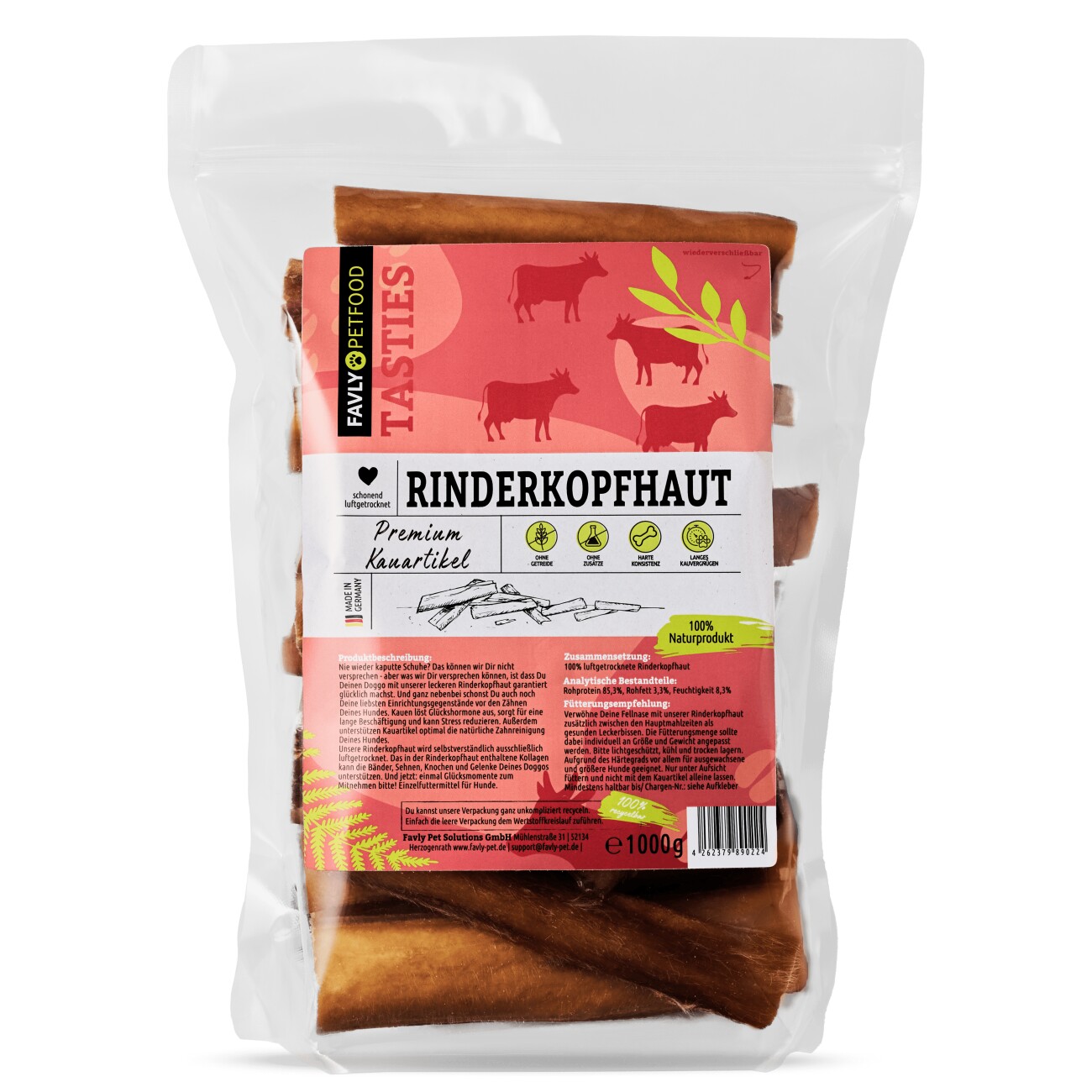 FAVLY Petfood Deutsche Rinderkopfhaut 1 kg