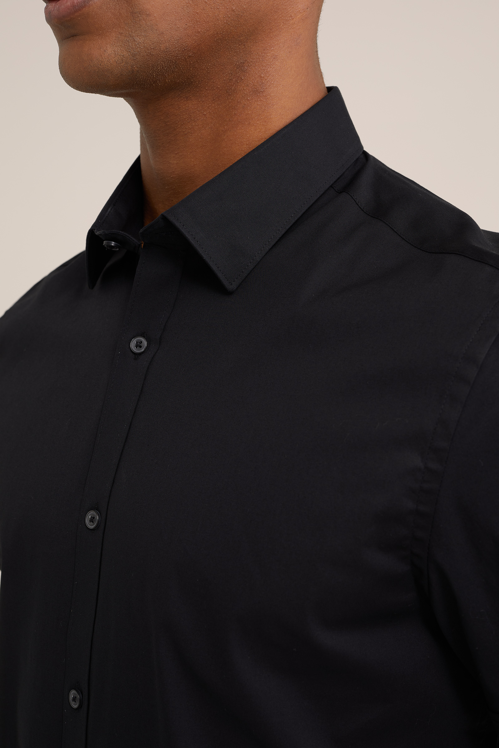 poplin overhemd met stretch WE Fashion Zwart