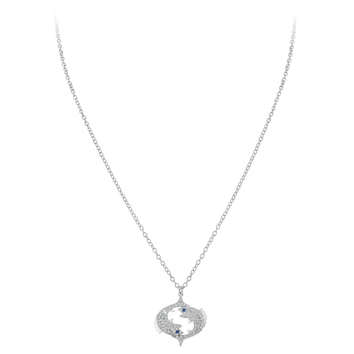 Collier signe astrologique poisson orné de Cristaux scintillants SC Crystal en Métal rhodié