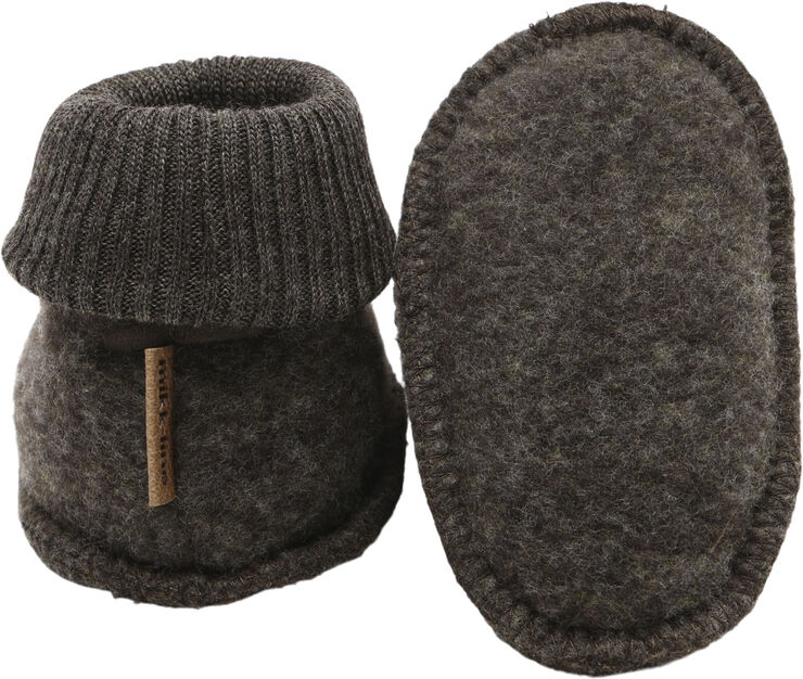 Mikk-Line Wool Footies Dark brown melang