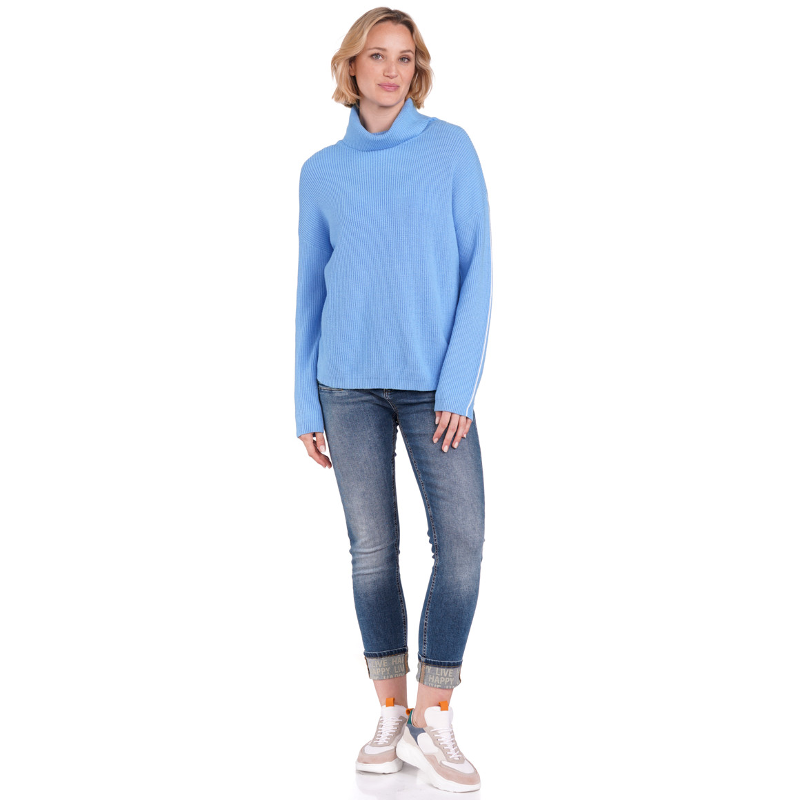 Gina Benotti Damen Strickpullover mit Rollkragen hellblau