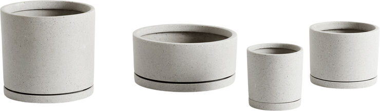 Hay Plant Pot with Saucer-Medium-Grey Grå
