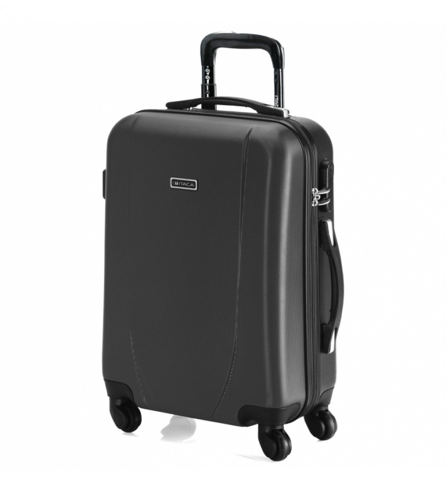 Mala de cabine rígida ITACA para viagens curtas, 4 rodas, modelo 71150, preta - 55x38x20cm -