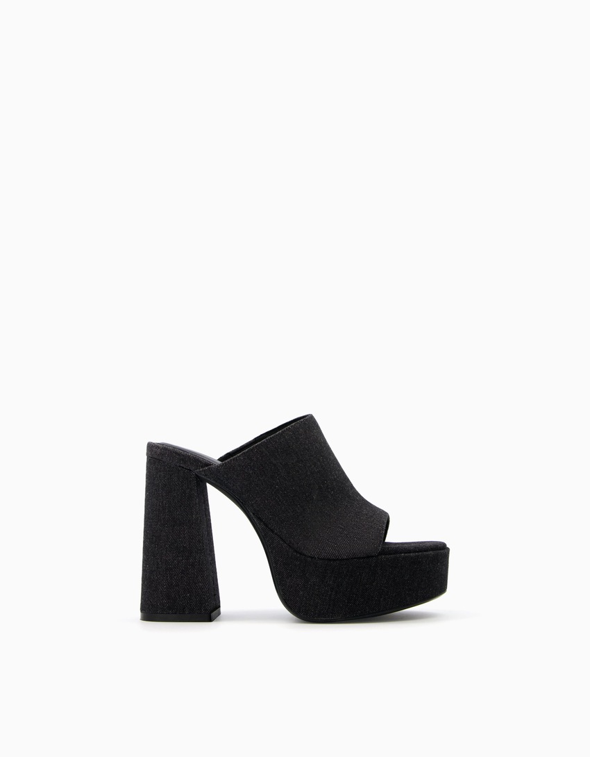 mules de plataforma em jeans