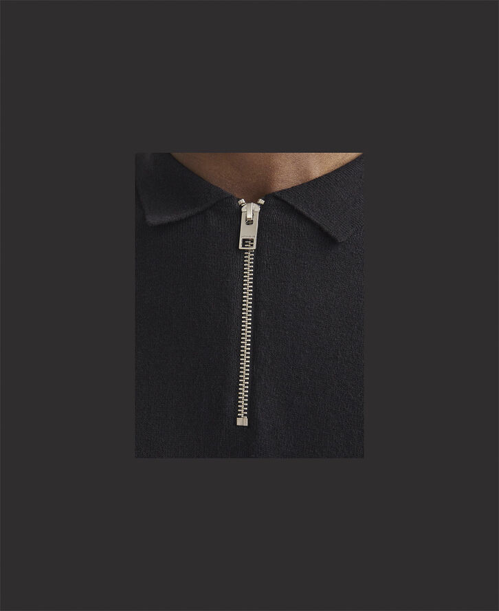 Jack & Jones JJEEMIL KNIT POLO HALF ZIP LS NOOS Black