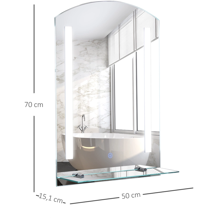 HOMCOM LED Wandspiegel silber