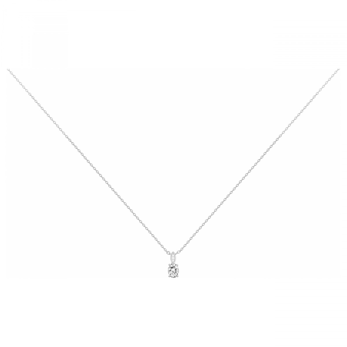 Collier mono-motif en Argent avec oxyde de zirconium blanc